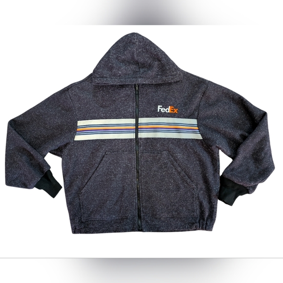 VINTAGE FedEx Workwear Fleece Hoodie Stan Herman Design Gorpcore Streetwear